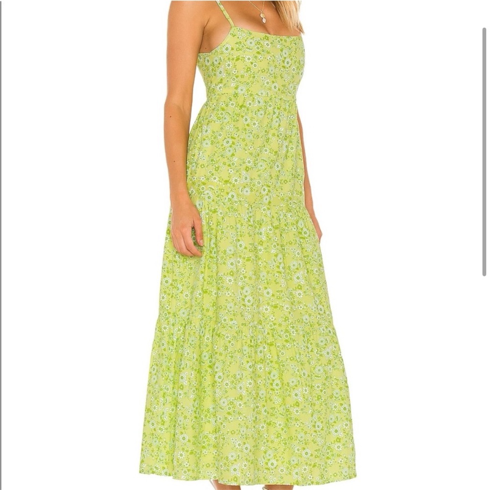 Faithfull the Brand Size Small/4 Nyree Midi Dress Green Yellow Strappy Floral